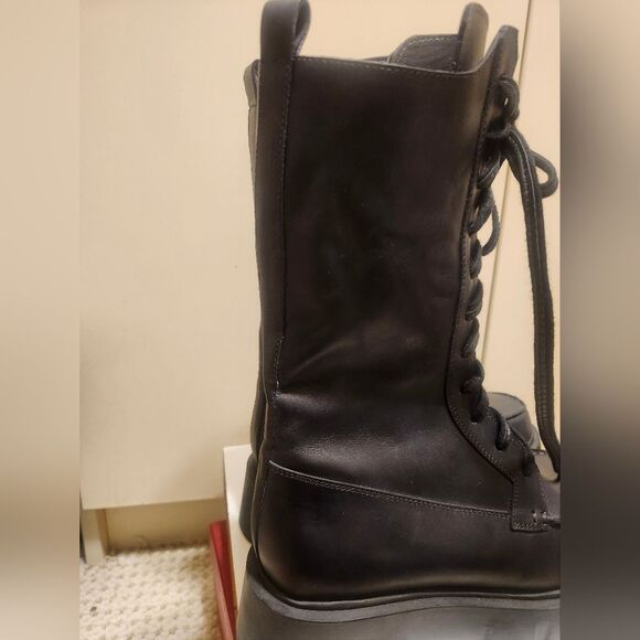 New Free People "Jones" Lug Sole Black Leather Lace-Up Combat Boots Sz.8.5 $278 - Picture 7 of 13